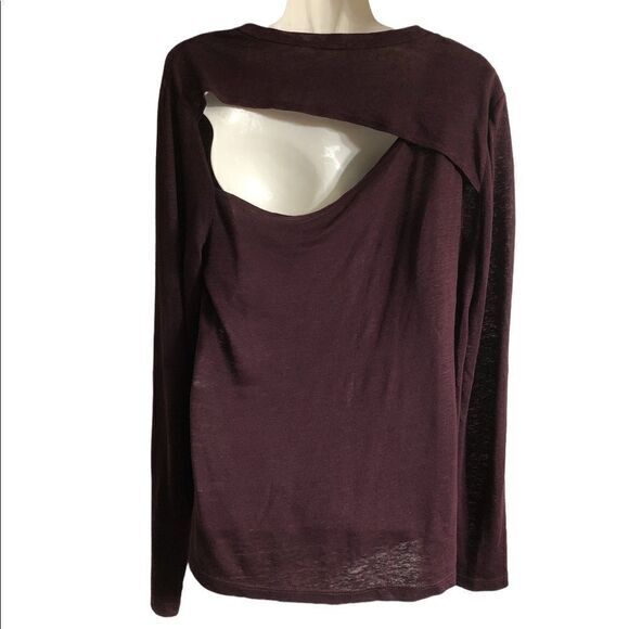 A.L.C. Top Size Medium 100% linen long sleeve plum asymmetrical back opening - Picture 5 of 5